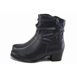 Сини дамски боти, естествена кожа - всекидневни обувки за есента и зимата N 100025091