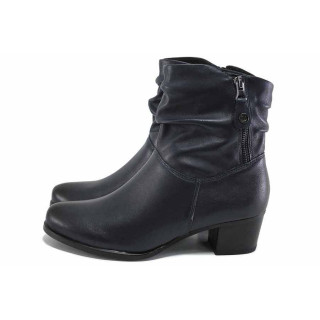 Сини дамски боти, естествена кожа - всекидневни обувки за есента и зимата N 100025091