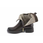 Тъмнокафяви дамски боти, естествена кожа - ежедневни обувки за есента и зимата N 100025092