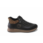 Черни спортни дамски обувки, здрава еко-кожа - всекидневни обувки за есента и зимата N 100025093