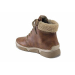 Кафяви дамски боти, здрава еко-кожа - спортни обувки за есента и зимата N 100025094