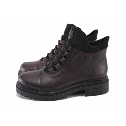 Винени дамски боти, еко-кожа и текстилна материя - ежедневни обувки за есента и зимата N 100025095