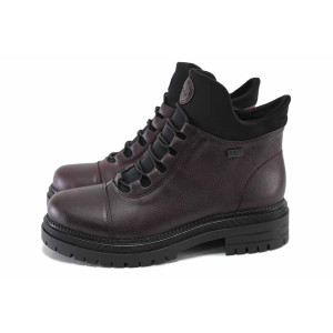 Винени дамски боти, еко-кожа и текстилна материя - ежедневни обувки за есента и зимата N 100025095