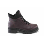 Винени дамски боти, еко-кожа и текстилна материя - ежедневни обувки за есента и зимата N 100025095