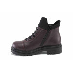 Винени дамски боти, еко-кожа и текстилна материя - ежедневни обувки за есента и зимата N 100025095