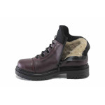 Винени дамски боти, еко-кожа и текстилна материя - ежедневни обувки за есента и зимата N 100025095