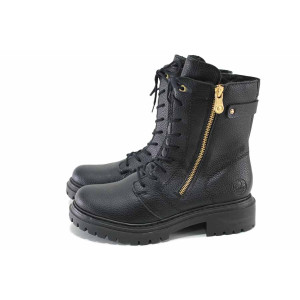 Черни дамски боти, здрава еко-кожа - ежедневни обувки за есента и зимата N 100025097