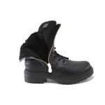 Черни дамски боти, здрава еко-кожа - ежедневни обувки за есента и зимата N 100025097