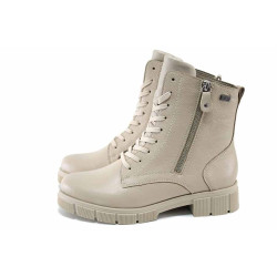 Бежови дамски боти, здрава еко-кожа - всекидневни обувки за есента и зимата N 100025098