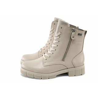 Бежови дамски боти, здрава еко-кожа - всекидневни обувки за есента и зимата N 100025098