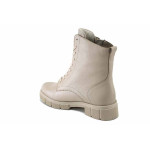 Бежови дамски боти, здрава еко-кожа - всекидневни обувки за есента и зимата N 100025098