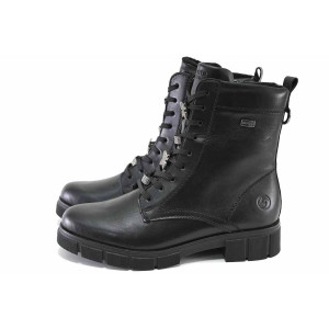 Черни дамски боти, здрава еко-кожа - ежедневни обувки за есента и зимата N 100025099