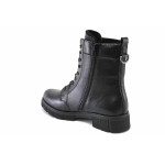 Черни дамски боти, здрава еко-кожа - ежедневни обувки за есента и зимата N 100025099