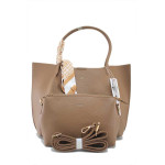 Кафява дамска чанта, здрава еко-кожа - удобство и стил за пролетта и лятото N 100025283