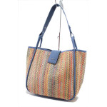 Светлосиня дамска чанта, здрава еко-кожа - удобство и стил за пролетта и лятото N 100025284