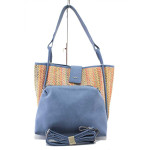 Светлосиня дамска чанта, здрава еко-кожа - удобство и стил за пролетта и лятото N 100025284