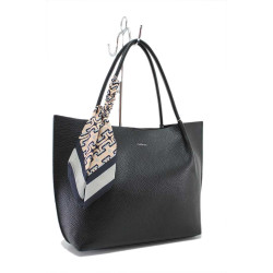 Черна дамска чанта, здрава еко-кожа - удобство и стил за пролетта и лятото N 100025282