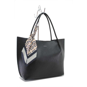 Черна дамска чанта, здрава еко-кожа - удобство и стил за пролетта и лятото N 100025282