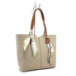 Бежова дамска чанта, здрава еко-кожа - удобство и стил за пролетта и лятото N 100025280