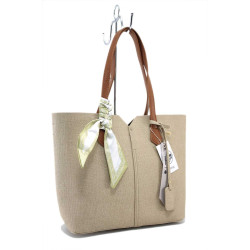 Бежова дамска чанта, здрава еко-кожа - удобство и стил за пролетта и лятото N 100025280