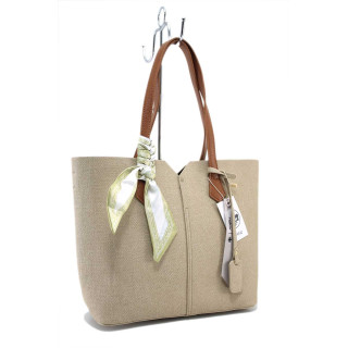 Бежова дамска чанта, здрава еко-кожа - удобство и стил за пролетта и лятото N 100025280