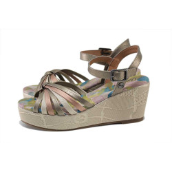 Жълти дамски сандали, естествена кожа - ежедневни обувки за лятото N 100025249