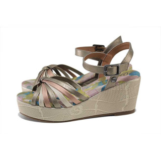 Жълти дамски сандали, естествена кожа - ежедневни обувки за лятото N 100025249