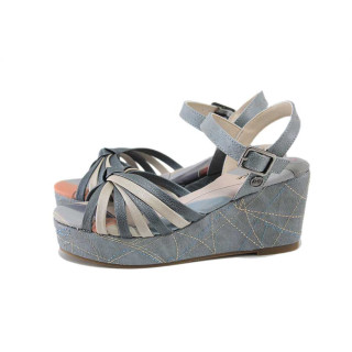 Сини дамски сандали, естествена кожа - всекидневни обувки за лятото N 100025250