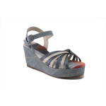 Сини дамски сандали, естествена кожа - всекидневни обувки за лятото N 100025250