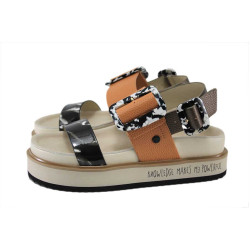 Оранжеви дамски сандали, естествена кожа - ежедневни обувки за лятото N 100025251