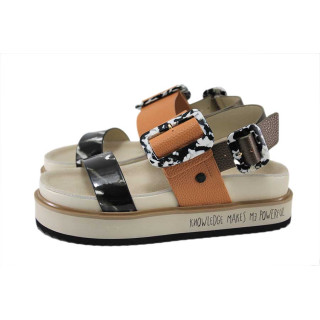 Оранжеви дамски сандали, естествена кожа - ежедневни обувки за лятото N 100025251