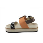 Оранжеви дамски сандали, естествена кожа - ежедневни обувки за лятото N 100025251