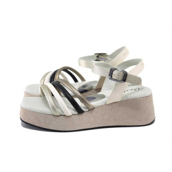 Бежови дамски сандали, естествена кожа - всекидневни обувки за лятото N 100025252