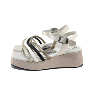 Бежови дамски сандали, естествена кожа - всекидневни обувки за лятото N 100025252