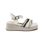 Бежови дамски сандали, естествена кожа - всекидневни обувки за лятото N 100025252