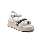 Бежови дамски сандали, естествена кожа - всекидневни обувки за лятото N 100025252