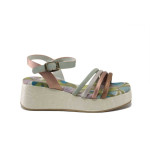 Зелени дамски сандали, естествена кожа - ежедневни обувки за лятото N 100025253