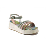 Зелени дамски сандали, естествена кожа - ежедневни обувки за лятото N 100025253