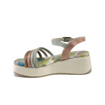 Зелени дамски сандали, естествена кожа - ежедневни обувки за лятото N 100025253