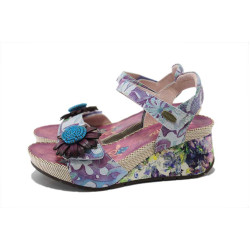 Лилави дамски сандали, естествена кожа - всекидневни обувки за лятото N 100025289