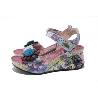 Лилави дамски сандали, естествена кожа - всекидневни обувки за лятото N 100025289