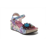 Лилави дамски сандали, естествена кожа - всекидневни обувки за лятото N 100025289