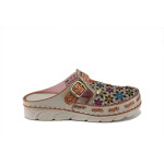 Бежови дамски чехли, естествена кожа - ежедневни обувки за лятото N 100025290