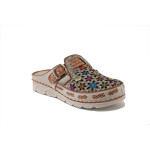 Бежови дамски чехли, естествена кожа - ежедневни обувки за лятото N 100025290