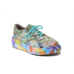 Зелени спортни дамски обувки, еко-кожа и текстилна материя - спортни обувки за пролетта и лятото N 100025291