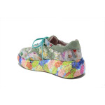 Зелени спортни дамски обувки, еко-кожа и текстилна материя - спортни обувки за пролетта и лятото N 100025291