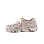 Розови дамски маратонки, естествена кожа и текстилна материя - ежедневни обувки за пролетта и лятото N 100025292