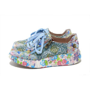 Сини дамски маратонки, естествена кожа - спортни обувки за пролетта и лятото N 100025293