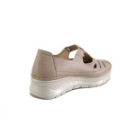 Бежови дамски обувки с платформа, естествена кожа - всекидневни обувки за пролетта и лятото N 100025323