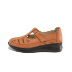 Кафяви дамски обувки с платформа, естествена кожа - ежедневни обувки за пролетта и лятото N 100025324